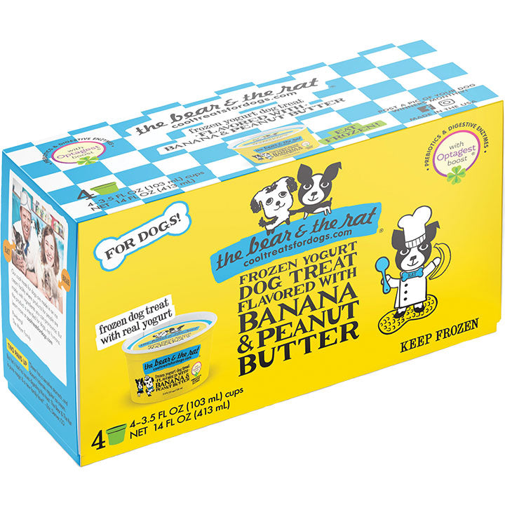 The Bear & The Rat Dog Frozen Banana & Peanut Butter Yogurt 3.5oz 4 Pack SD-5 {L-x}