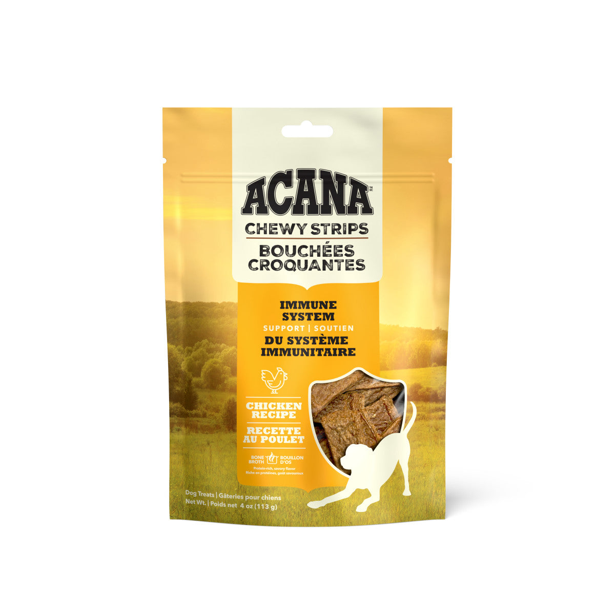 Acana Chewy Strips Immune System Support Dog Treat Chicken 4 oz 064992720759