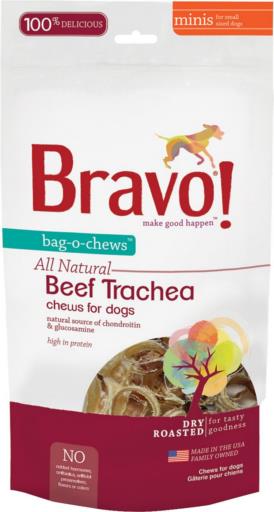 Bravo! Beef Trachea - Minis - Bag-O-Chews 6oz {L+1x} 294172