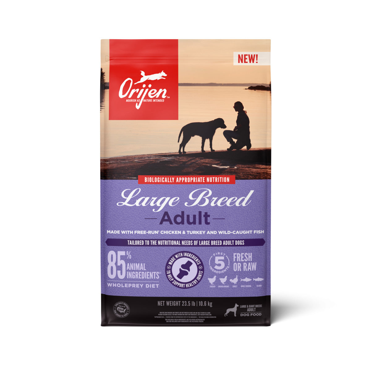 Orijen Large Breed Adult Dry Dog Food Chicken, Turkey & Fish 23.5 lb 064992724061