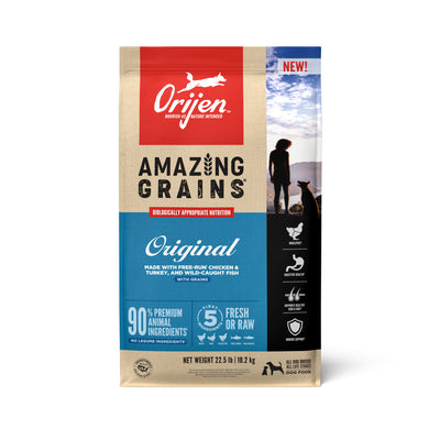 Orijen AMAZING GRAINS Original Dry Dog Food Chicken, Turkey & Fish 22.5 lb 064992720339