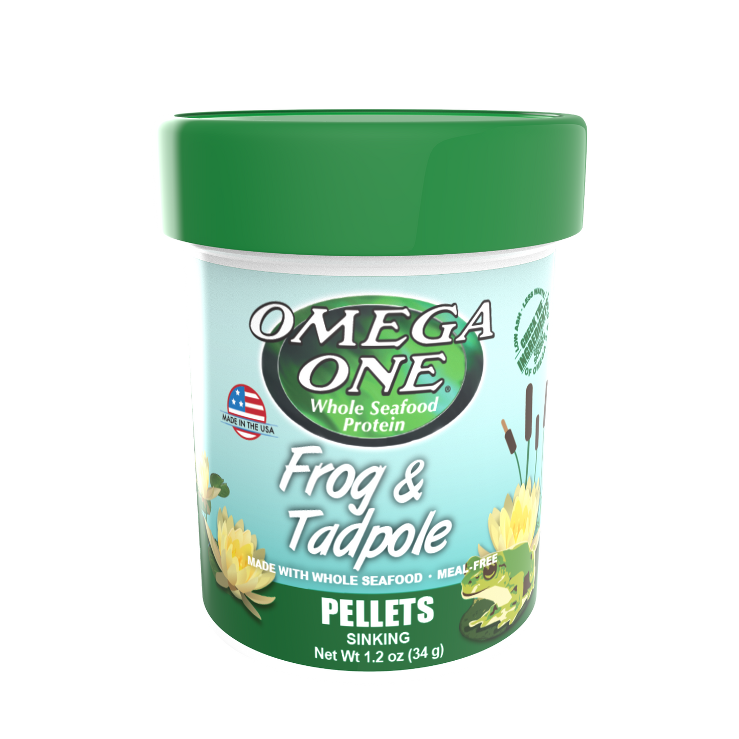 Omega One Frog & Tadpole Sinking Pellet Food 1.2 oz 698220631311
