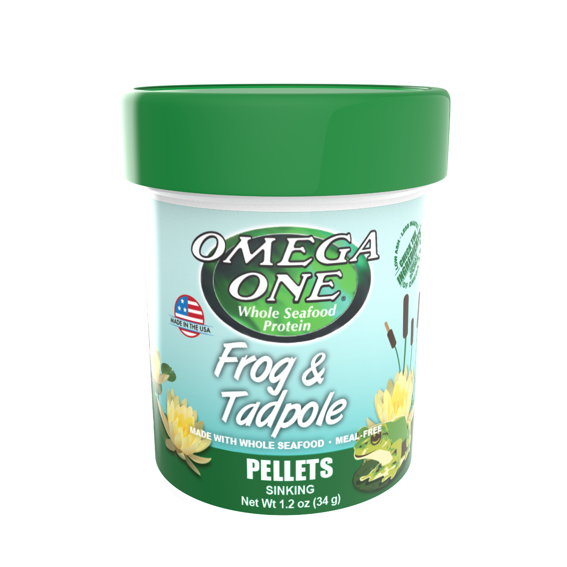 Omega One Frog & Tadpole Sinking Pellet Food 1.2 oz 698220631311