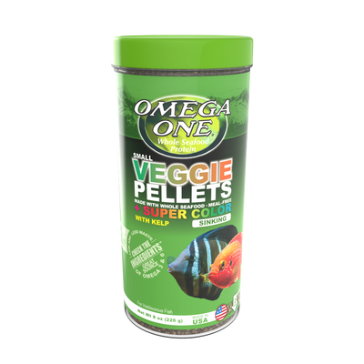 Omega One Super Color Veggie Sinking Pellet W/Kelp Small Fish Food Small Pellets 8 oz 698220834217