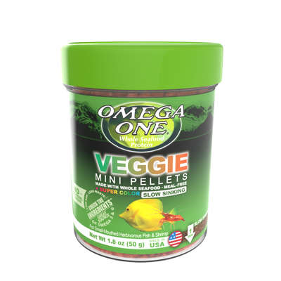Omega One Super Color Veggie Slow Sinking Mini Pellet Fish Food Mini Pellets 1.8 oz 698220612211