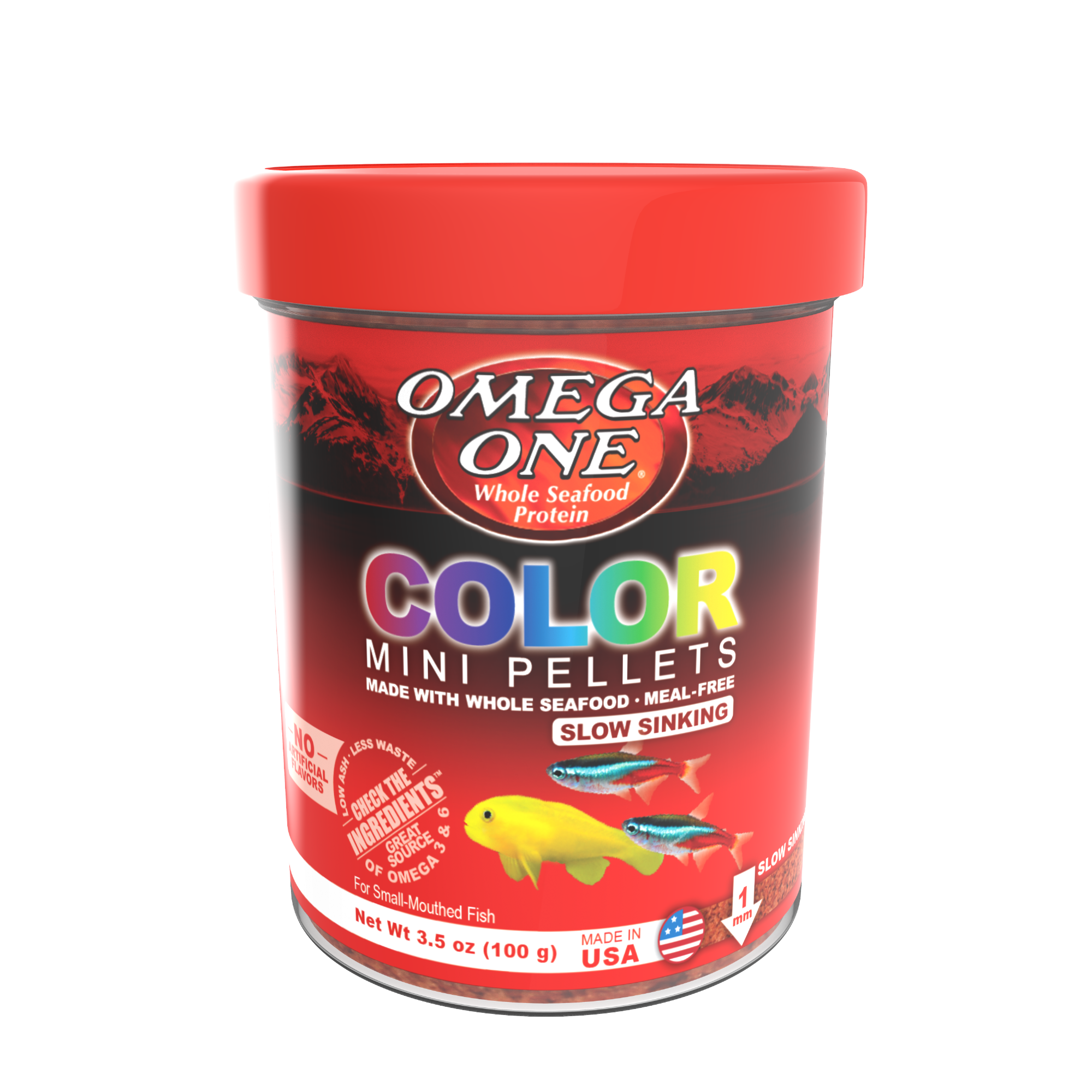 Omega One Color Slow Sinking Mini Pellet Fish Food Mini Pellets 3.5 oz ...