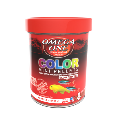 Omega One Color Slow Sinking Mini Pellet Fish Food Mini Pellets 3.5 oz 698220613812