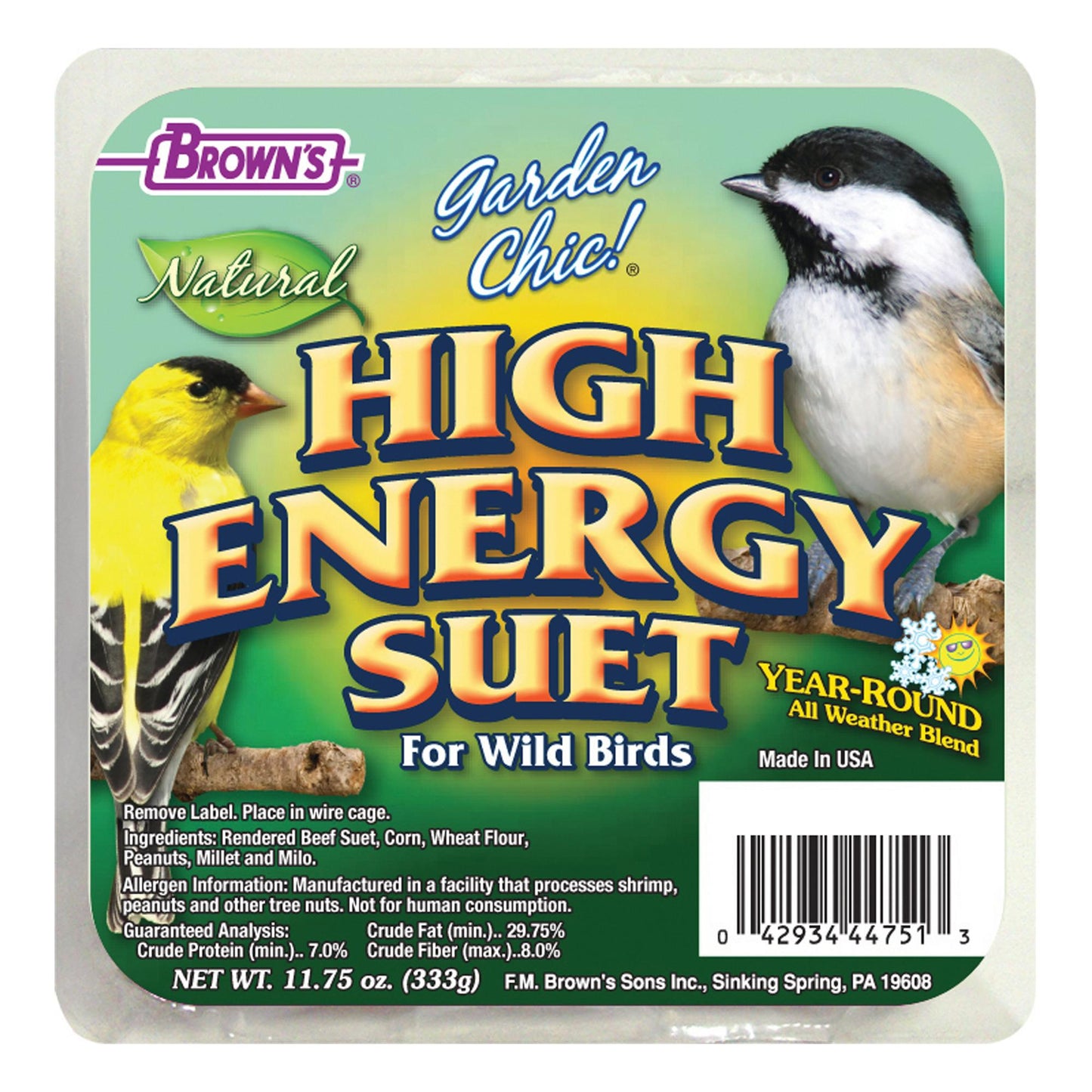 FM Brown's Garden Chic!High Energy Suet Plus Apple 8 / 11.75 oz