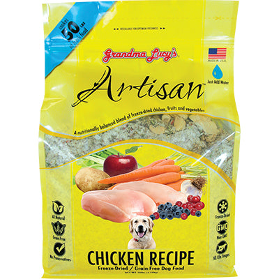 Grandma Lucy's Artisan Grain Free Chicken Freeze Dried Dog Food-10-lb, Makes 50 Lbs Of Food-{L+x}