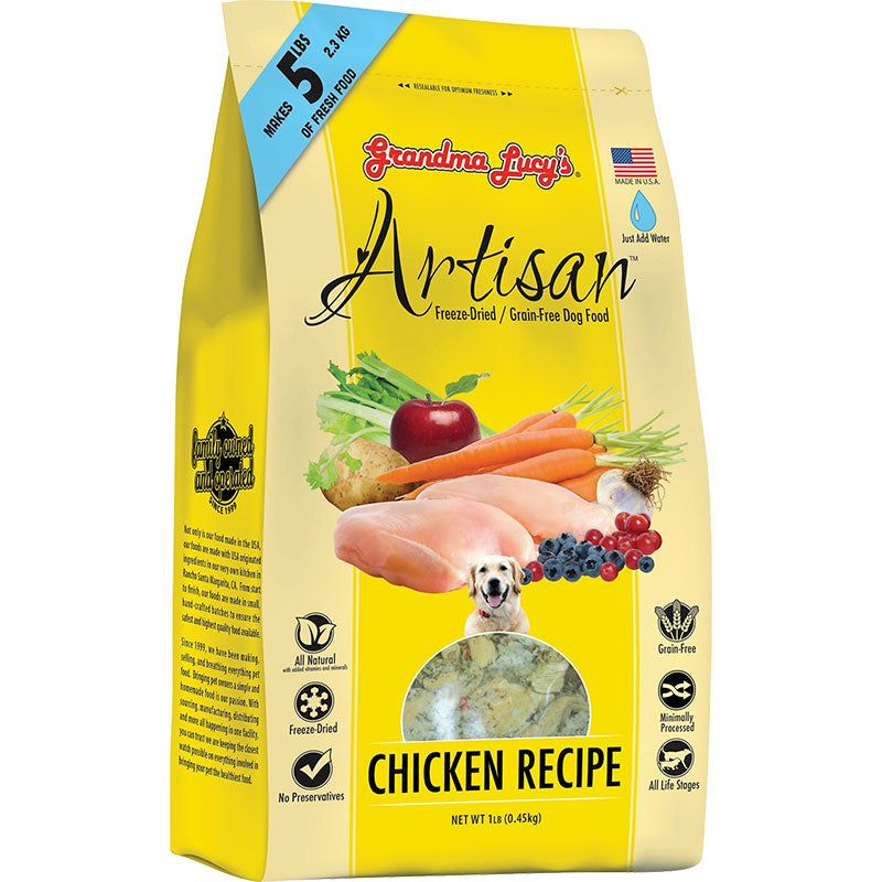 Grandma Lucy's Artisan Grain Free Chicken Freeze Dried Dog Food-1-lb-{L-tx}