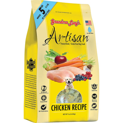 Grandma Lucy's Artisan Grain Free Chicken Freeze Dried Dog Food-1-lb-{L-tx}