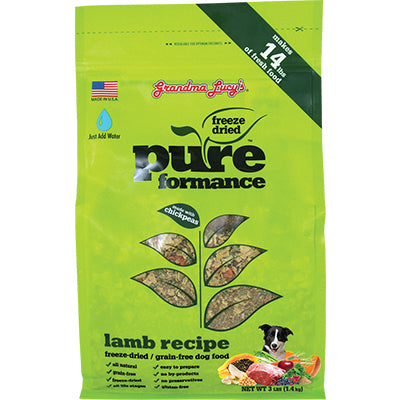 Grandma Lucy's Pureformance Lamb And Chickpea Freeze Dried Grain Free Dog Food-3-lb, Makes 14 Lbs Of Food-{L-tx}