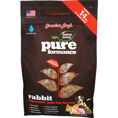 Grandma Lucy's Pureformance Rabbit And Chickpea Freeze Dried Grain Free Dog Food-3-lb, Makes 14 Lbs Of Food-{L-tx}