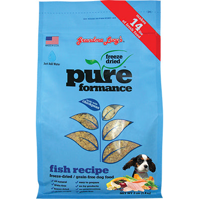 Grandma Lucy's Pureformance Fish Recipe Freeze Dried Grain Free Dog Food-3-lb, Makes 14 Lbs Of Food-{L-tx}