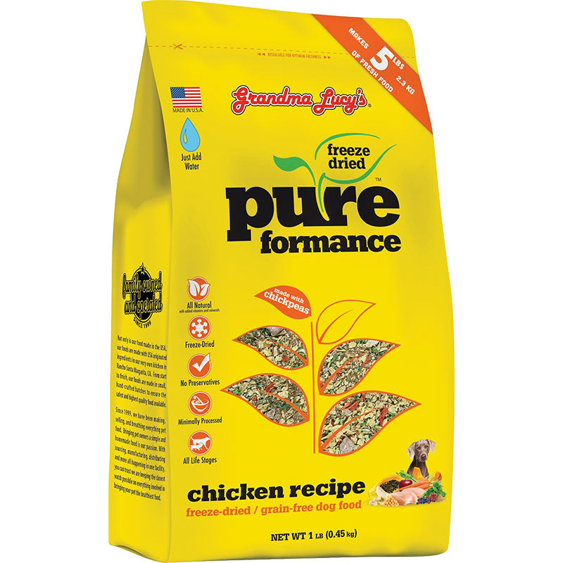 Grandma Lucy's Pureformance Chicken And Chickpea Freeze Dried Grain Free Dog Food-1-lb-{L-tx}