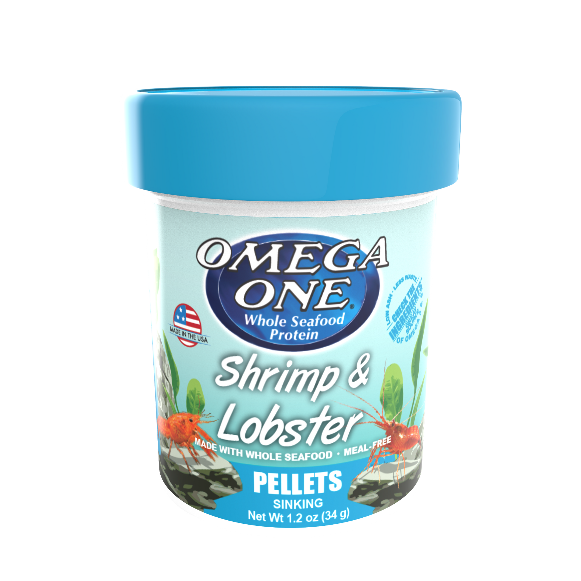 Omega One Shrimp & Lobster Sinking Pellet Food 1.2 oz 698220631212