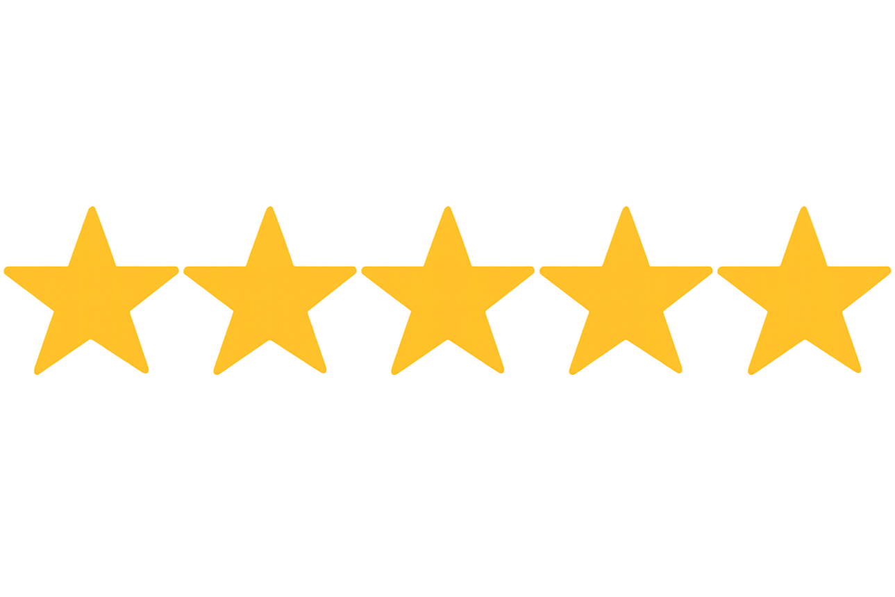 5 gold star reviews no background