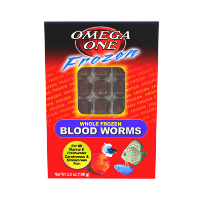 Omega One Whole Frozen Bloodworm Cube Pack Fish Food 3.5 oz SD-5 098220061017