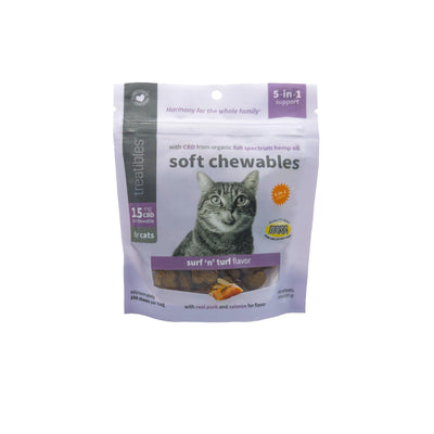 Treatibles Soft Chewables Surf & Turf Flavor Cat 1.5 mg CBD 100 ct {L-1} 591020