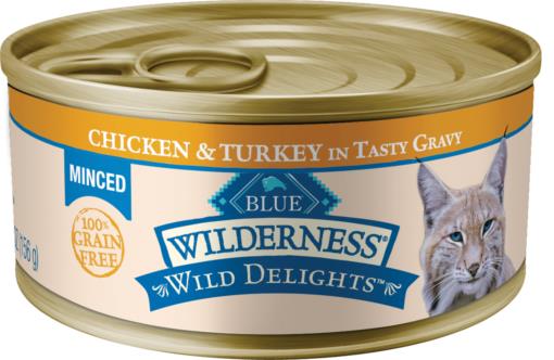 Blue Buffalo Wilderness Cat Wild Delights Minced Adult Chicken Turkey 24 / 5.5 oz