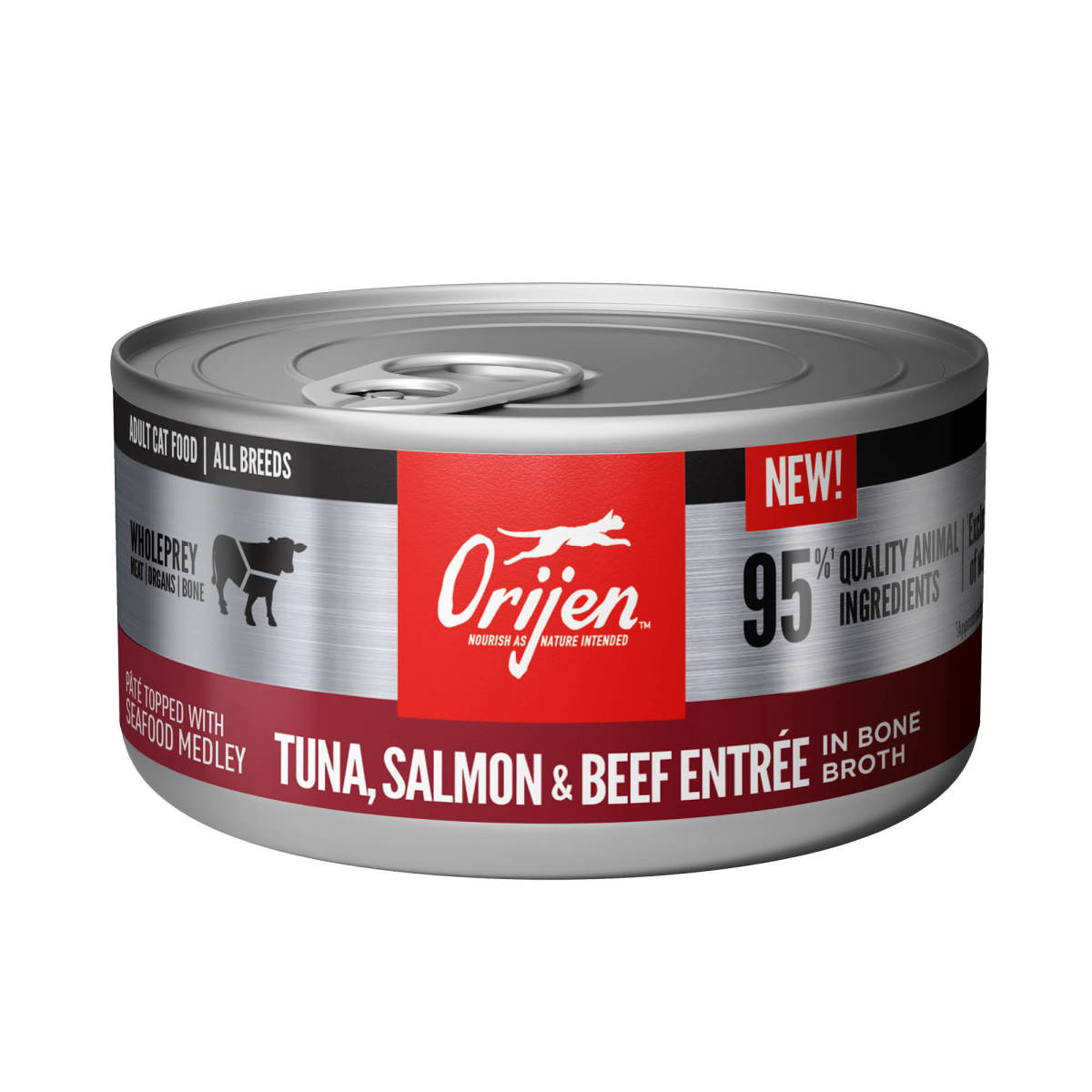 Orijen Pâté w/Shreds Canned Cat Food Seafood Medley Tuna, Salmon & Beef 24ea/3 oz 064992719395