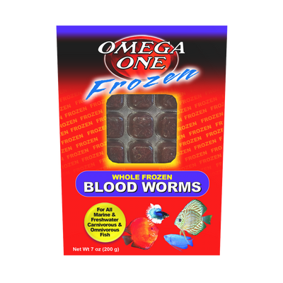 Omega One Whole Frozen Bloodworm Cube Pack Fish Food 7 oz SD-5 098220066012