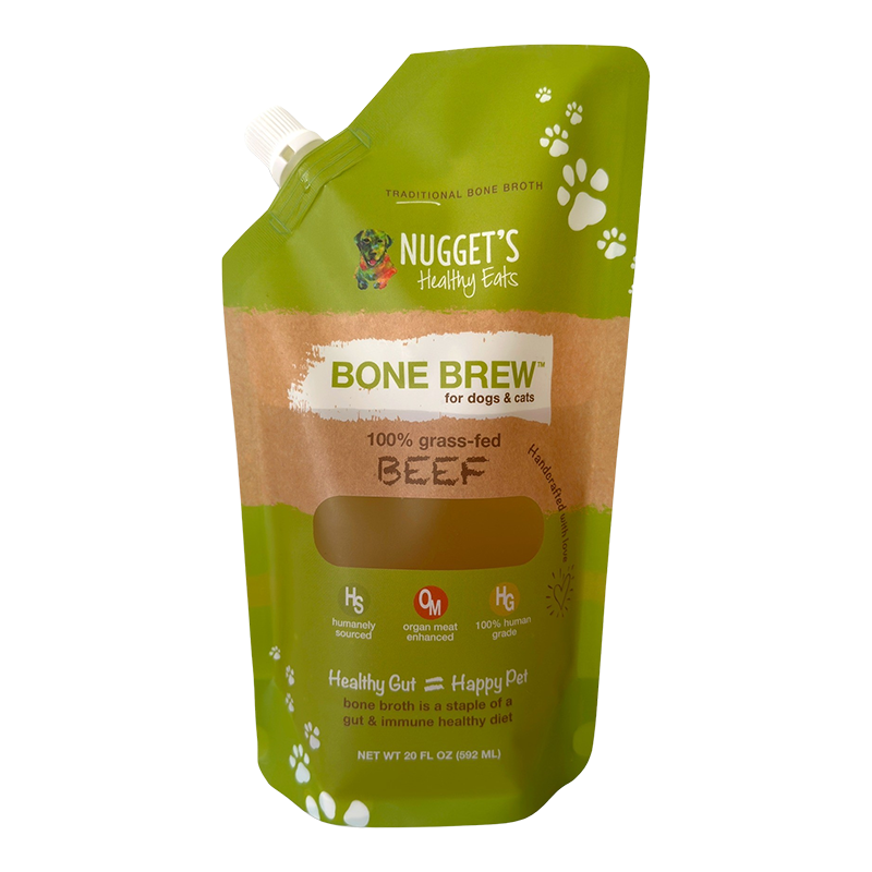 Nugget's Healthy Eats Dog Cat Frozen Bone Broth Beef 20oz {L-x} SD-5