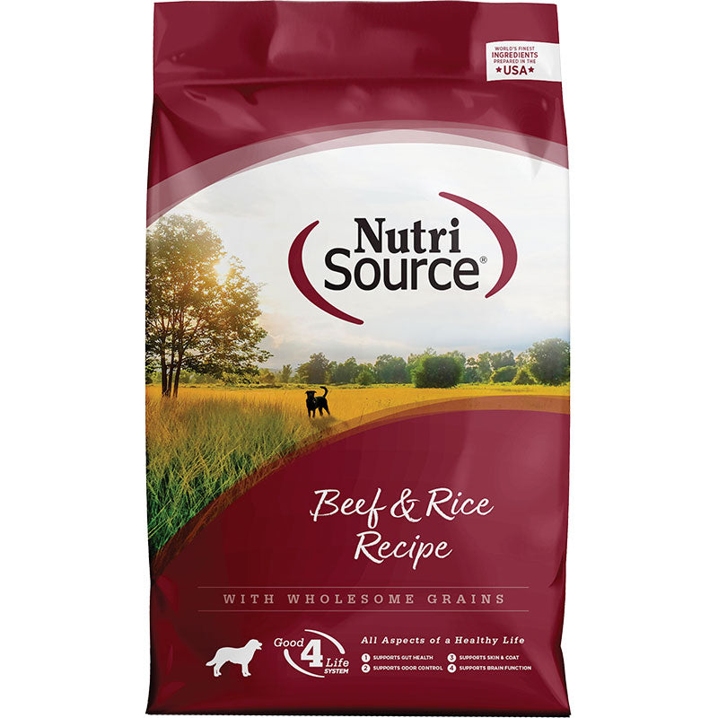 NutriSource Adult Beef and Rice Dog Food 15 lb {L+1x}