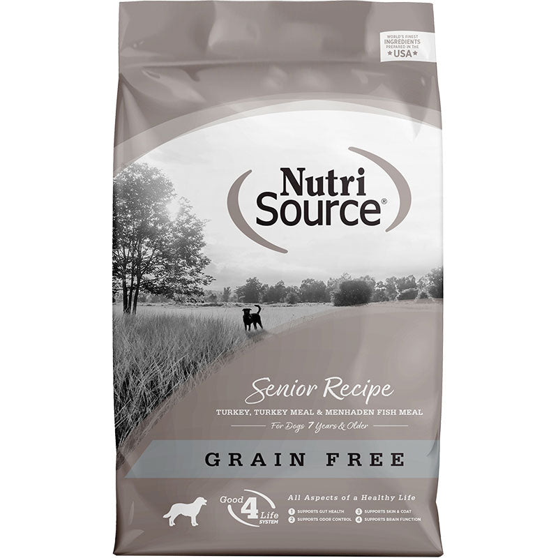 Nutrisource Grain Free Senior Recipe Dry Dog Food-15-lb-{L+1x}