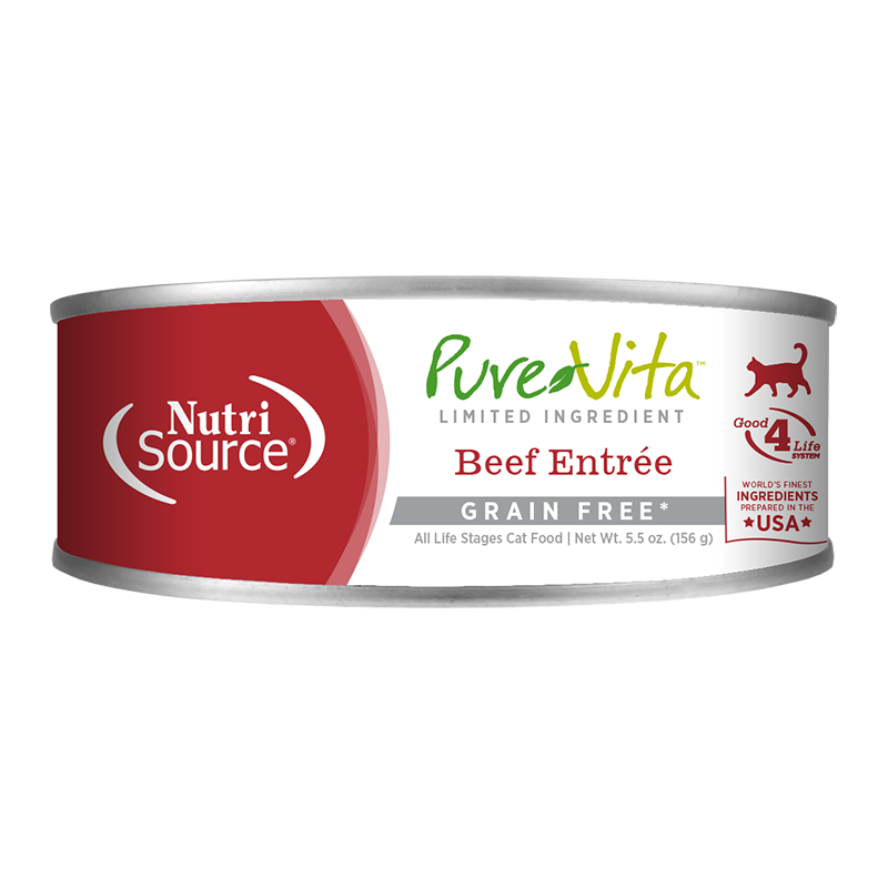 NutriSource Pure Vita 96% Grain Free Beef & Beef Liver Entrée Cat 12 / 5 oz