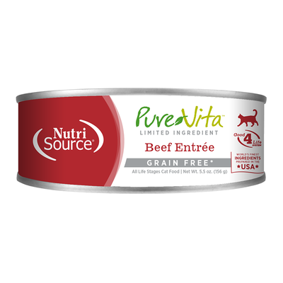 NutriSource Pure Vita 96% Grain Free Beef & Beef Liver Entrée Cat 12 / 5 oz