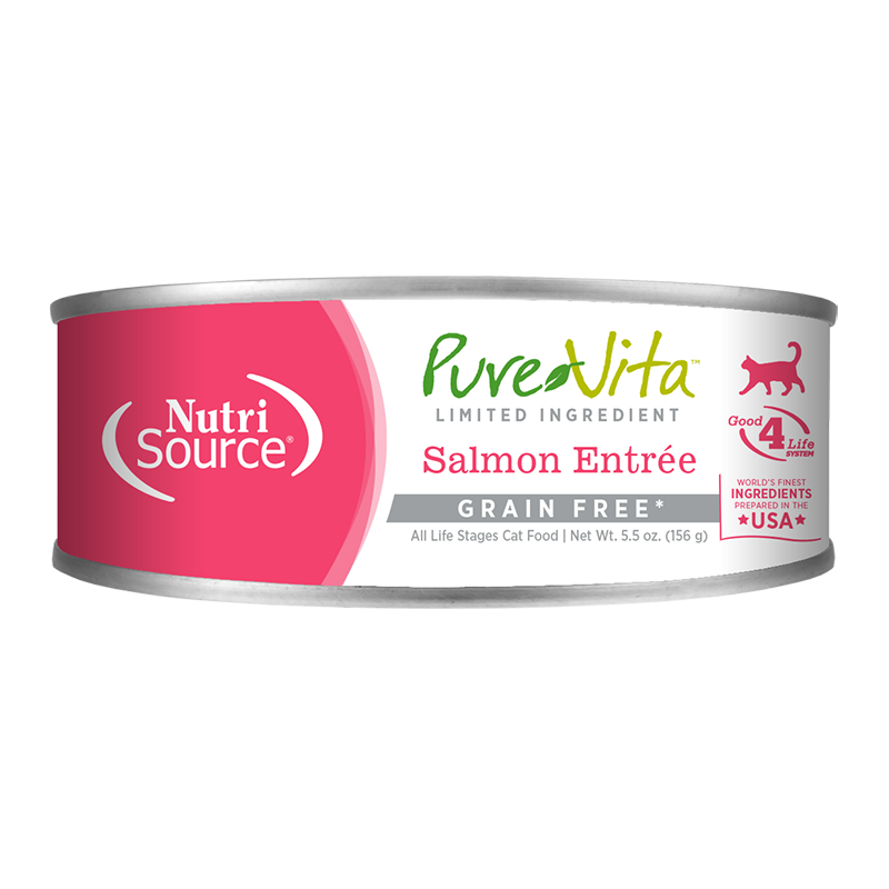 NutriSource Pure Vita 90% Grain Free Salmon Entrée Cat 12 / 5 oz {L+1 }