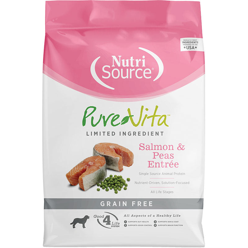 NutriSource Pure Vita Salmon & Peas Grain Free 15 lb {L+1x}