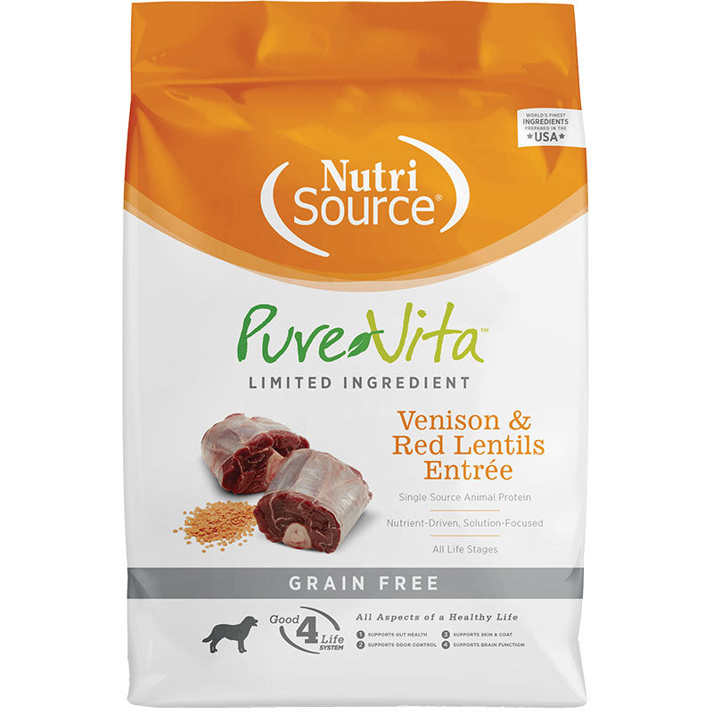 NutriSource Pure Vita Grain Free Venison & Red Lentils 25 lb {L-1x} 131039