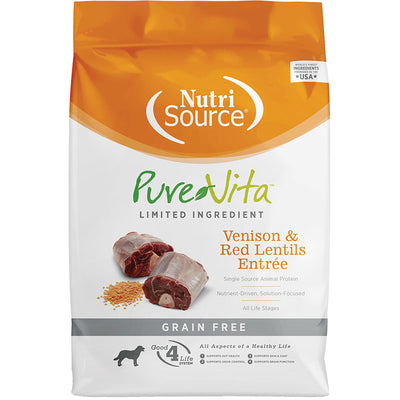 NutriSource Pure Vita Grain Free Venison & Red Lentils 15 lb {L+1x}