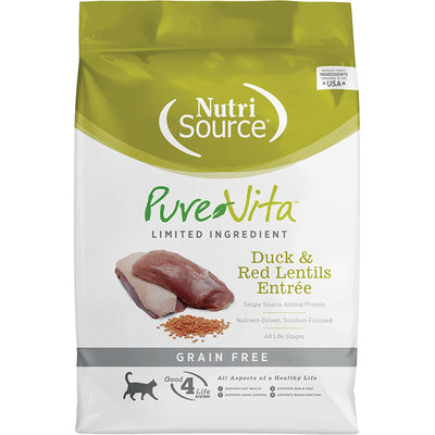 NutriSource Pure Vita Duck & Lentils Cat Food 6.6lb {L+1x}