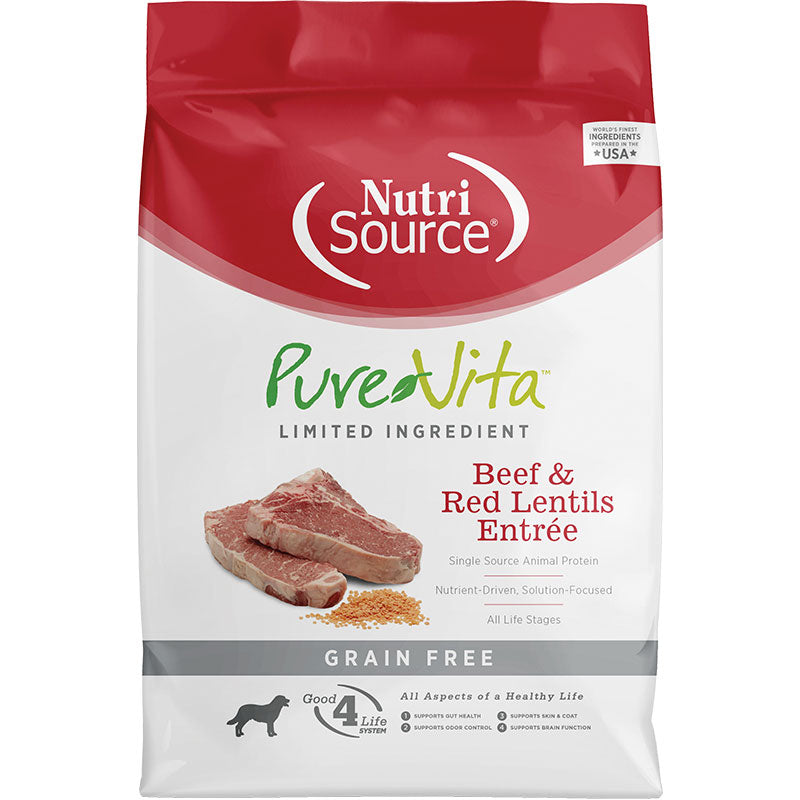 NutriSource Pure Vita Grain Free Beef Single Source Protein Dog Food 25 lb {L-1x} 131065