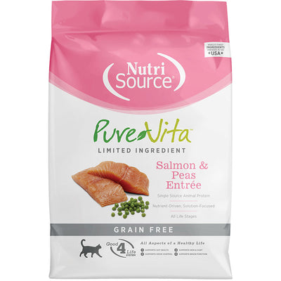 NutriSource Pure Vita Grain Free Salmon & Pea Cat Food 15 lb {L+1x}