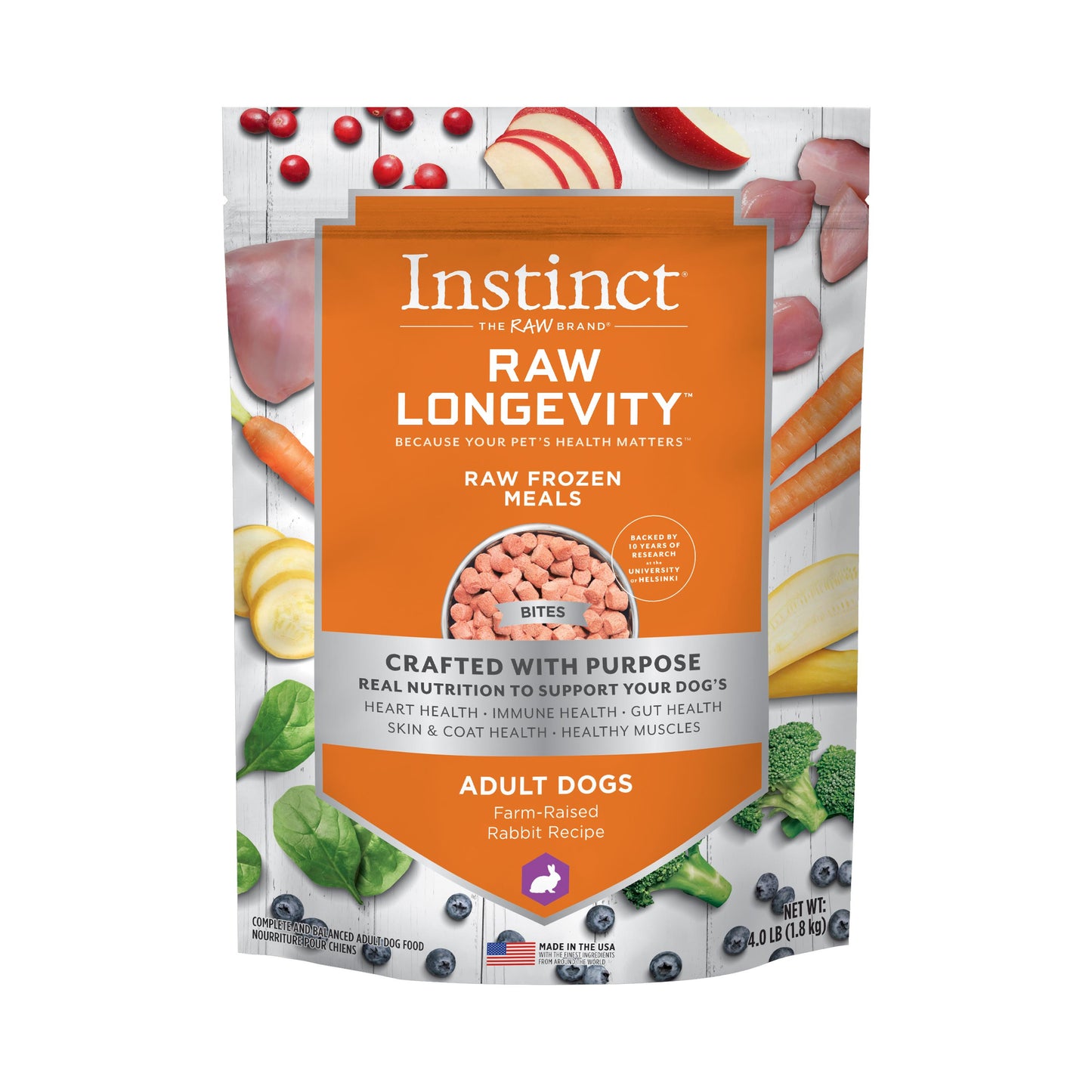 Instinct Raw Longevity Raw Frozen Meals Farm-Raised Rabbit Dog 4 lb SD-5