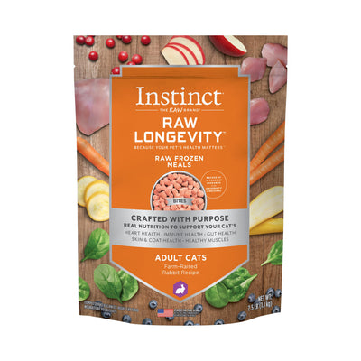 Instinct Raw Longevity Raw Frozen Meals Farm-Raised Rabbit Cat 2.5 lbSD-5