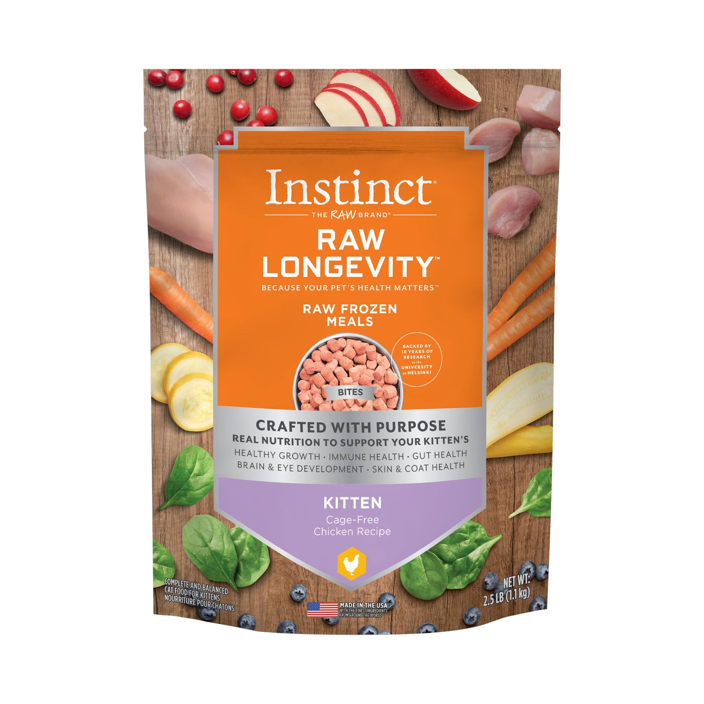 Instinct Raw Longevity Raw Frozen Meals Cage-Free Chicken Kitten 2.5 lb SD-5