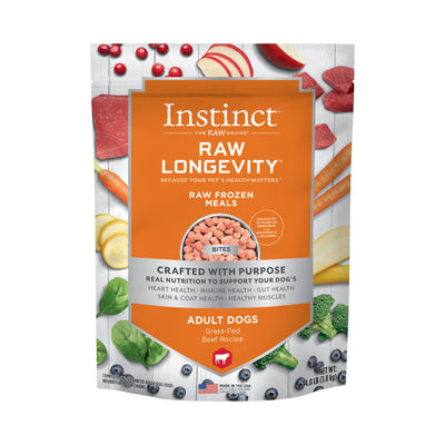 Instinct Raw Longevity Raw Frozen Meals Grass-Fed Beef Dog 4 lb SD-5