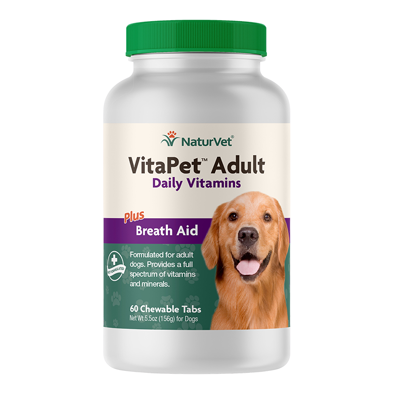 NaturVet Vita Pet Adult Plus Breath Aid Tabelts Time Release Jar 60 Tablets, 6.3 oz