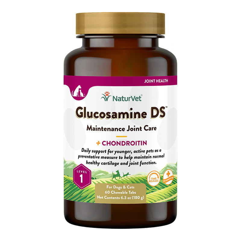 NaturVet Time Release Glucosamine DS with Chondroitin Chewable Tablets 60 Tablets, 6.3 oz