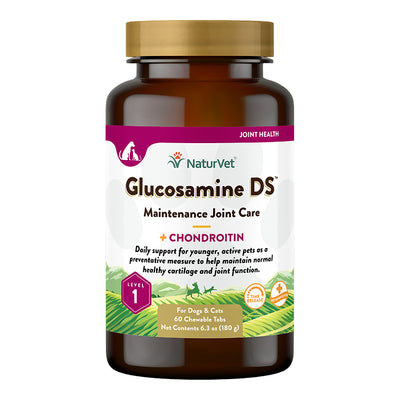 NaturVet Time Release Glucosamine DS with Chondroitin Chewable Tablets 60 Tablets, 6.3 oz