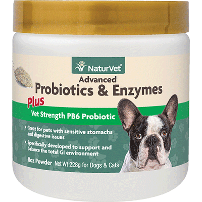 Naturvet Dog Cat Probiotics Advanced PB6 Enzymes Powder 8oz