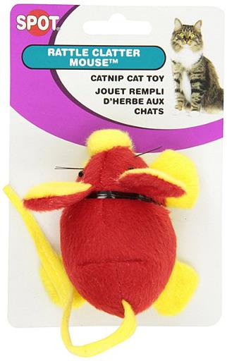 Spot Rattle Clatter Mouse Cat Toy with Catnip Assorted 4in LG