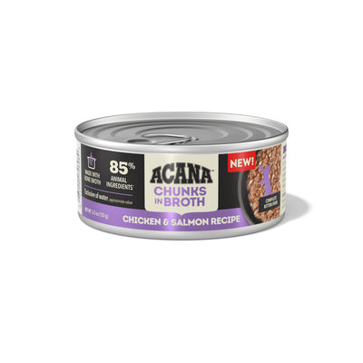 Acana Chunks in Broth Canned Kitten Food Chicken & Salmon 12ea/5.5 oz 064992726089