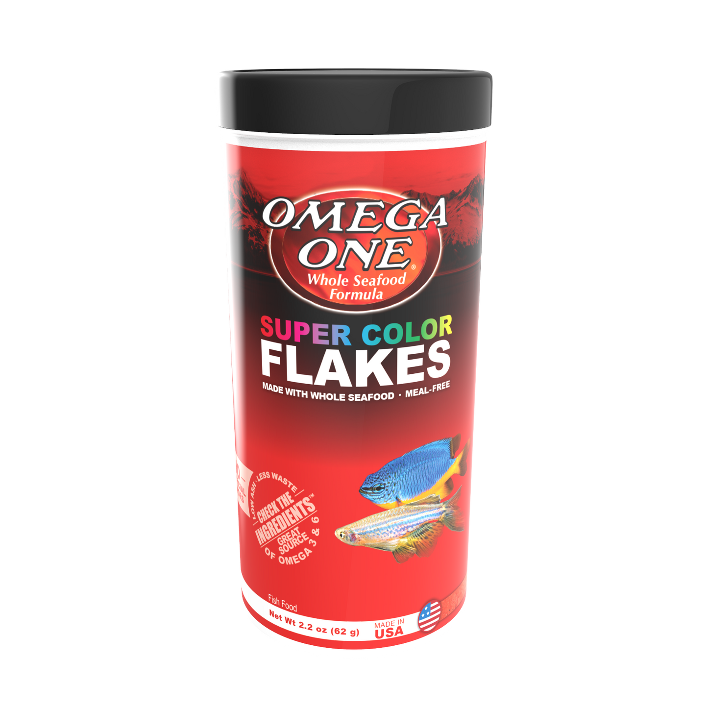 Omega One Super Color Flakes Fish Food 2.2 oz 698220914810