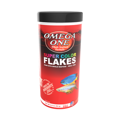 Omega One Super Color Flakes Fish Food 2.2 oz 698220914810